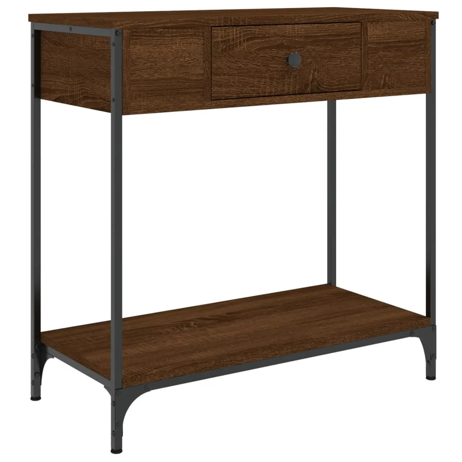 Table console chêne marron 75x34,5x75 cm bois d'ingénierie - 2