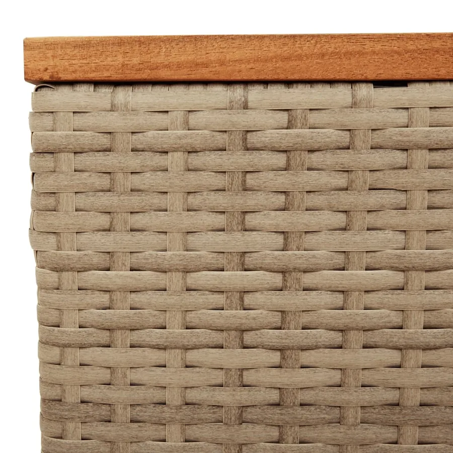 Table de jardin beige 55x55x37 cm résine tressée et bois acacia - 7
