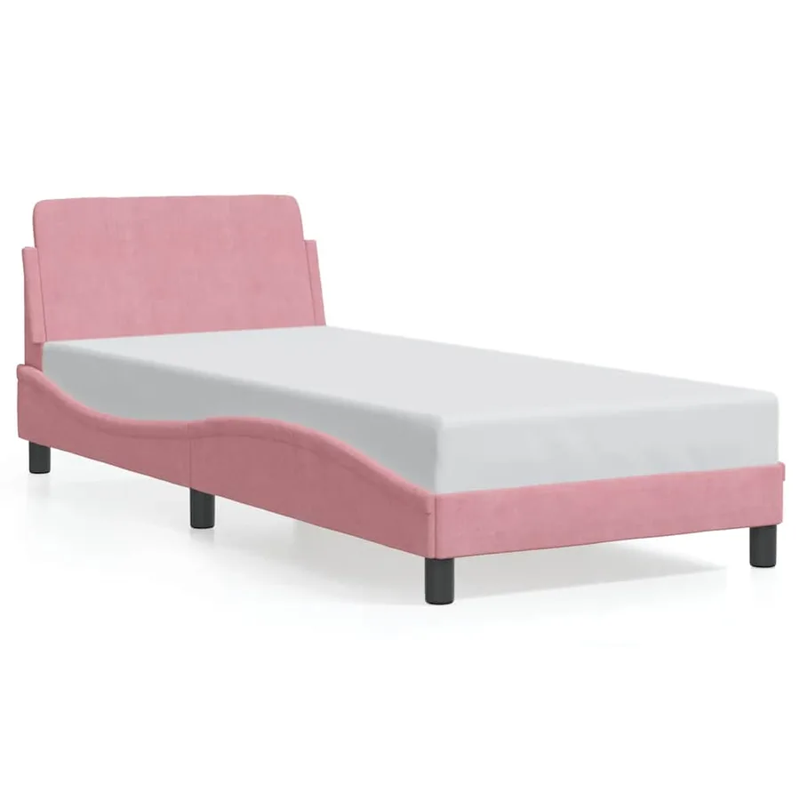 Cadre de lit avec tête de lit Dover rose 90x200 cm velours - 2