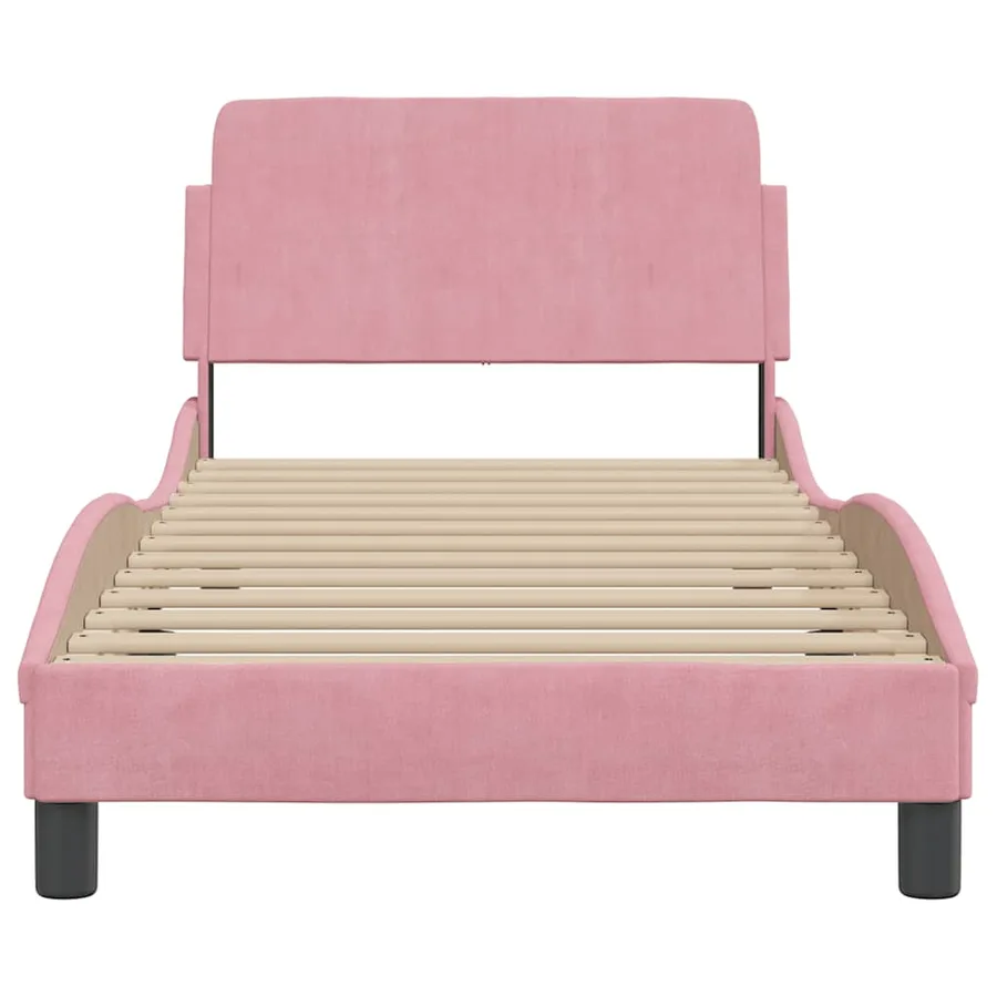 Cadre de lit avec tête de lit Dover rose 90x200 cm velours - 4