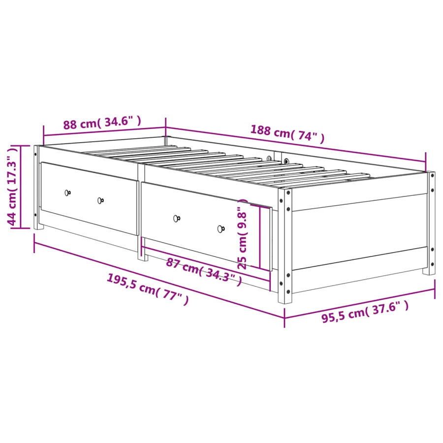 Lit de jour sans matelas cire marron 90x190 cm bois pin massif - 10
