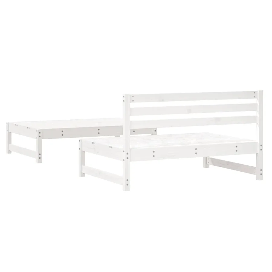 Salon de jardin 2 pcs blanc bois de pin massif - 5