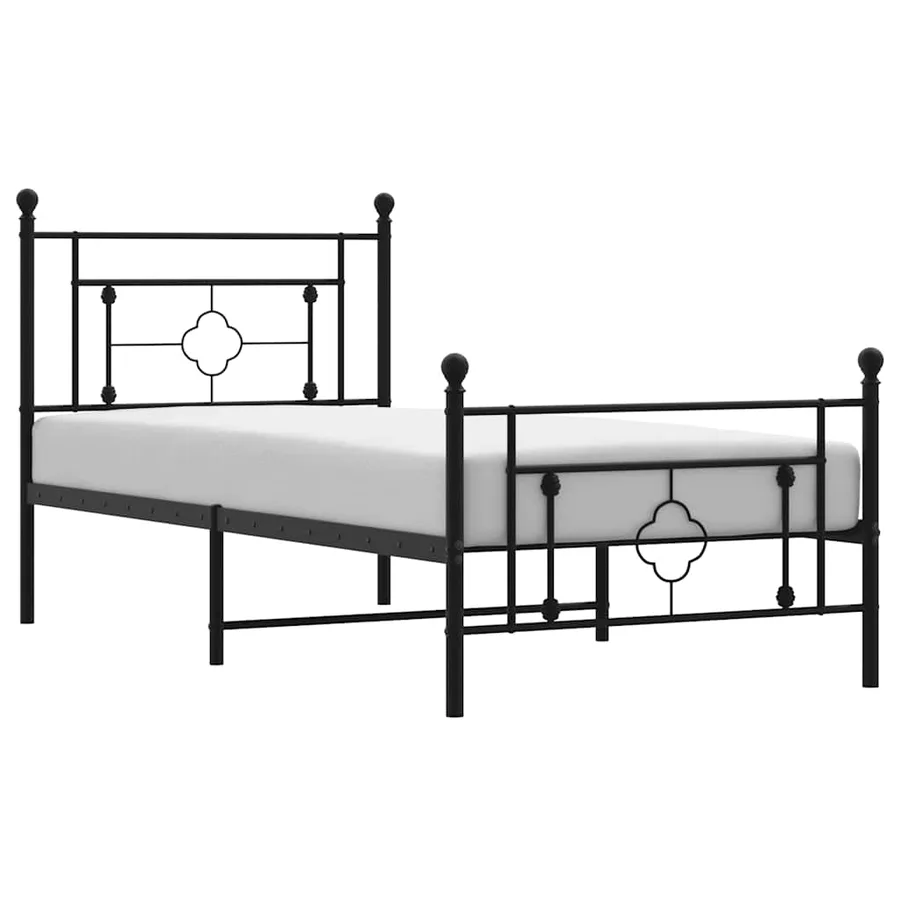 Cadre de lit métal sans matelas et pied de lit noir 100x200 cm - 2