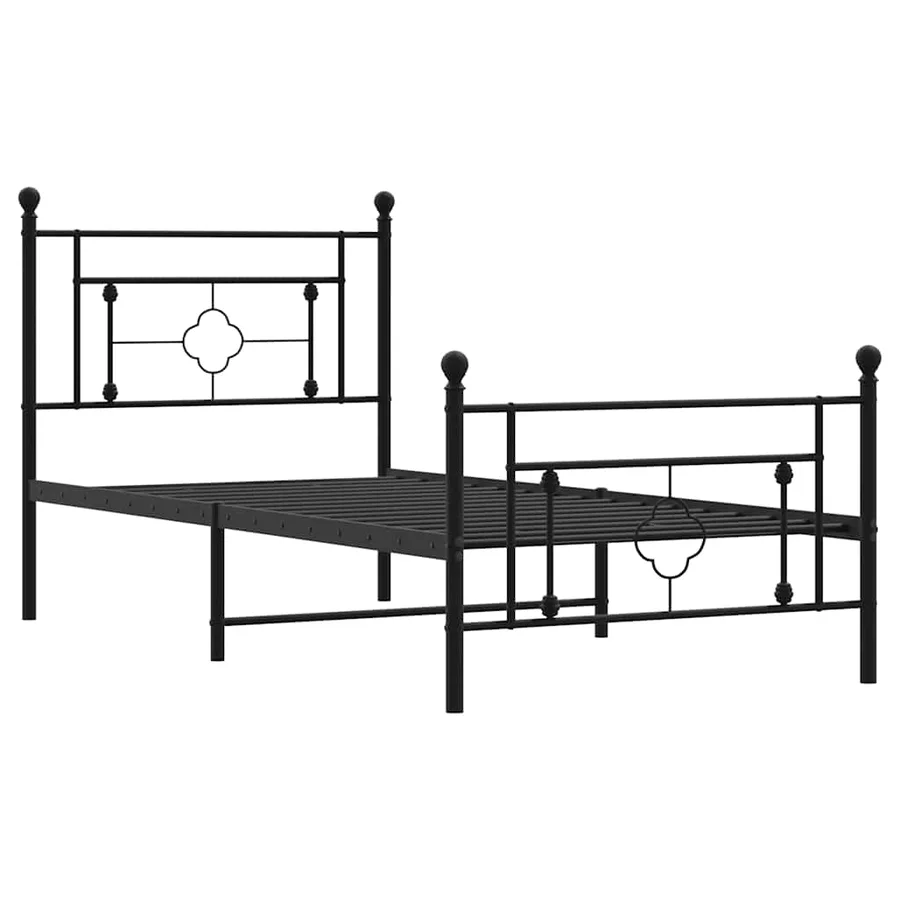 Cadre de lit métal sans matelas et pied de lit noir 100x200 cm - 4