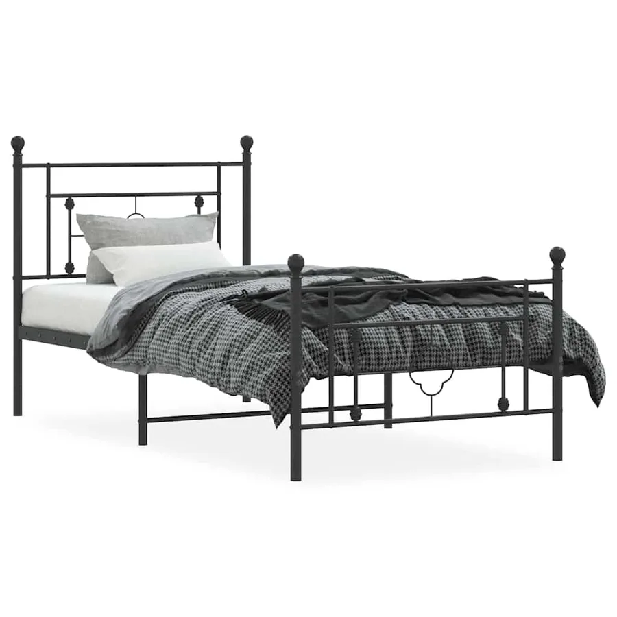 Cadre de lit métal sans matelas et pied de lit noir 100x200 cm - 5