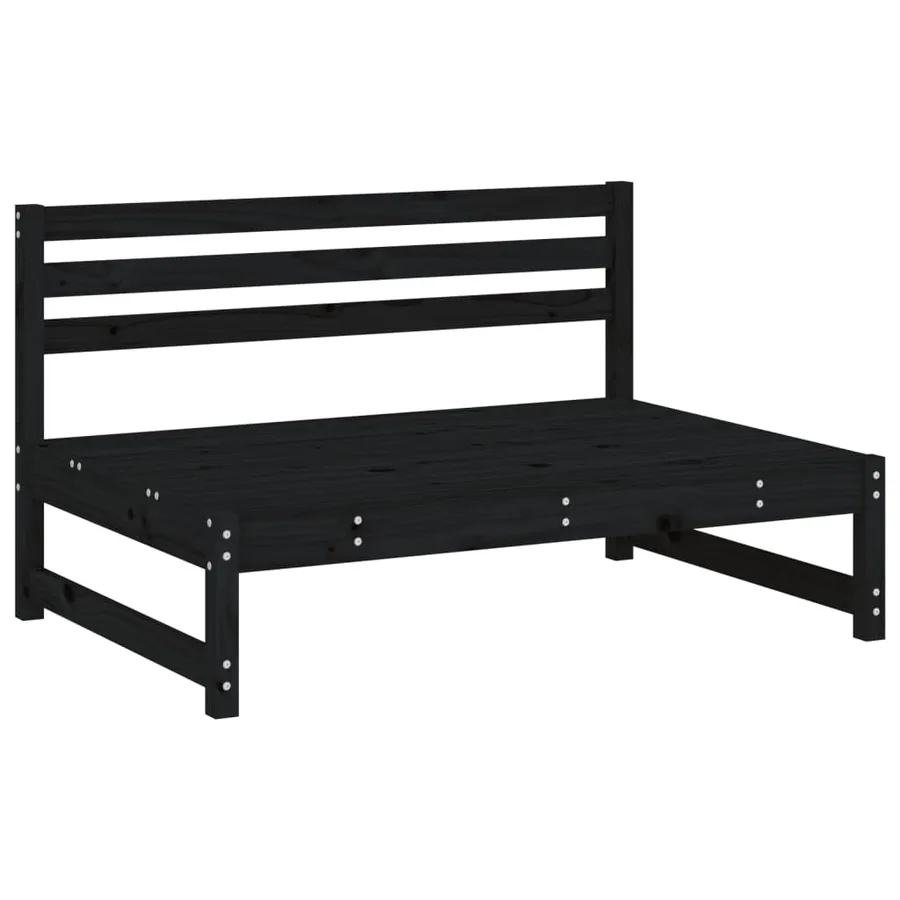 Salon de jardin 4 pcs noir bois massif de pin - 3