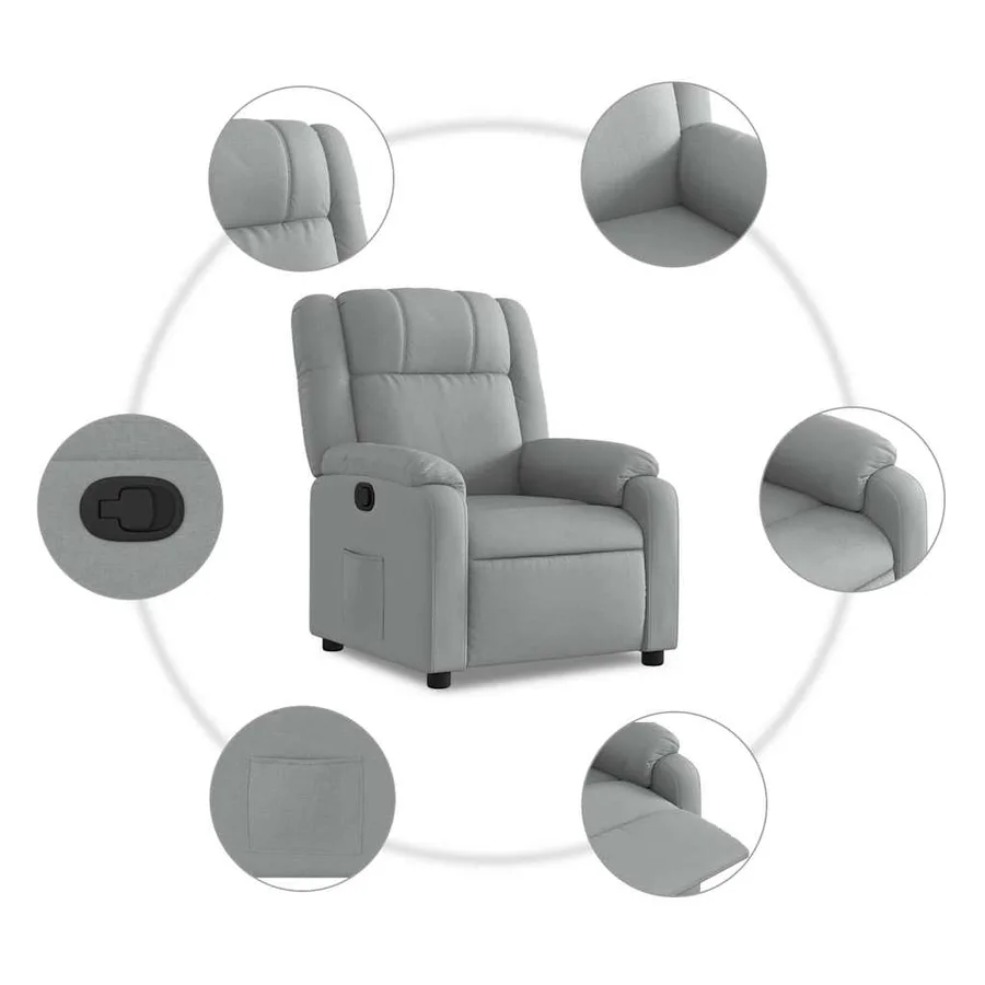 Fauteuil inclinable Gris clair Tissu - 6