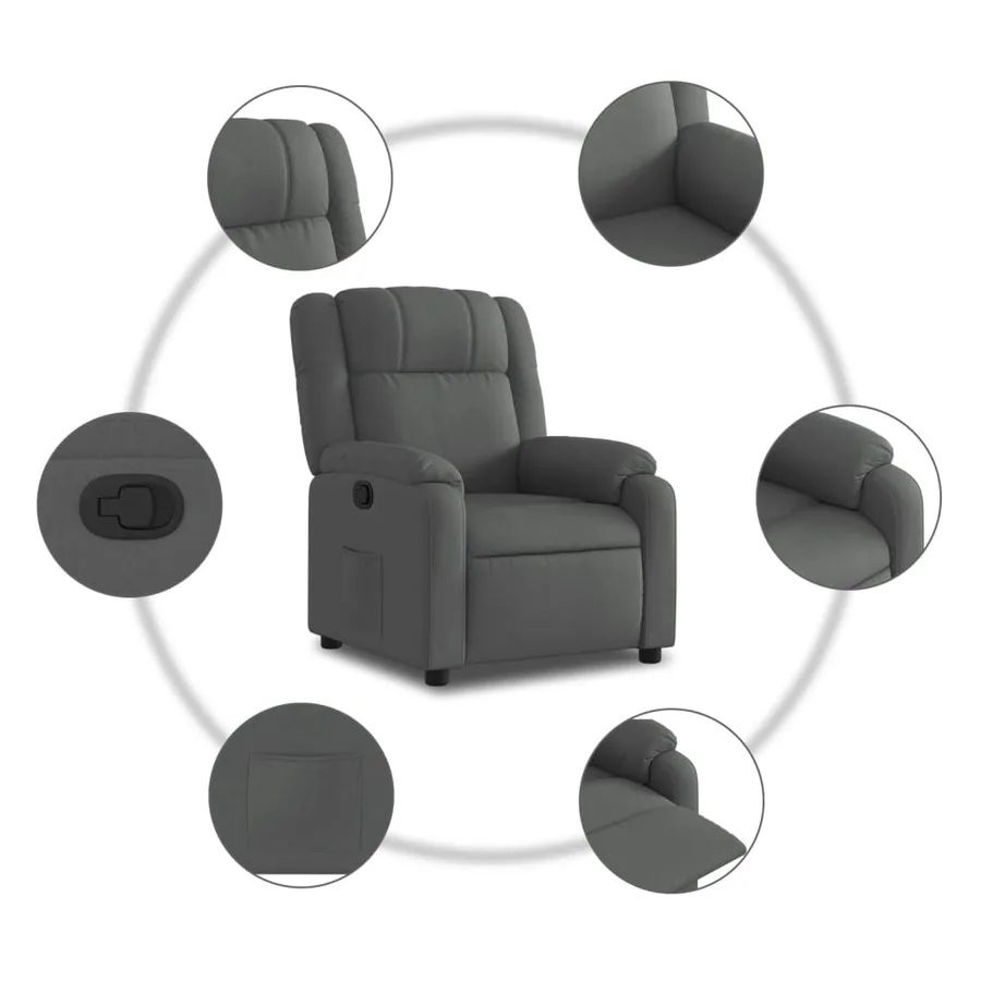 Fauteuil inclinable gris foncé tissu - 5