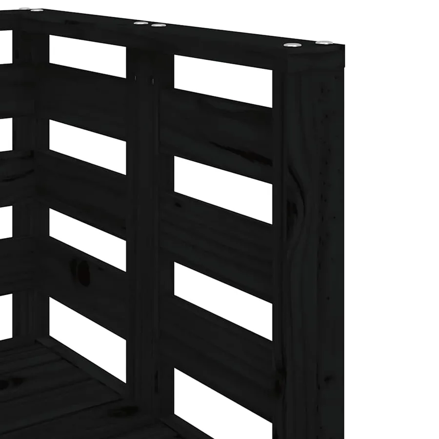 Salon de jardin 3 pcs noir bois massif de pin - 7