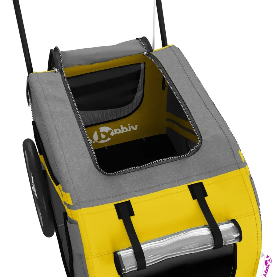 Remorque de vélo pour animaux de compagnie jaune et gris - 10
