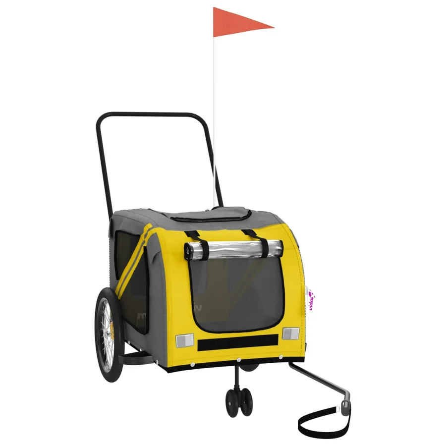 Remorque de vélo pour animaux de compagnie jaune et gris - 2