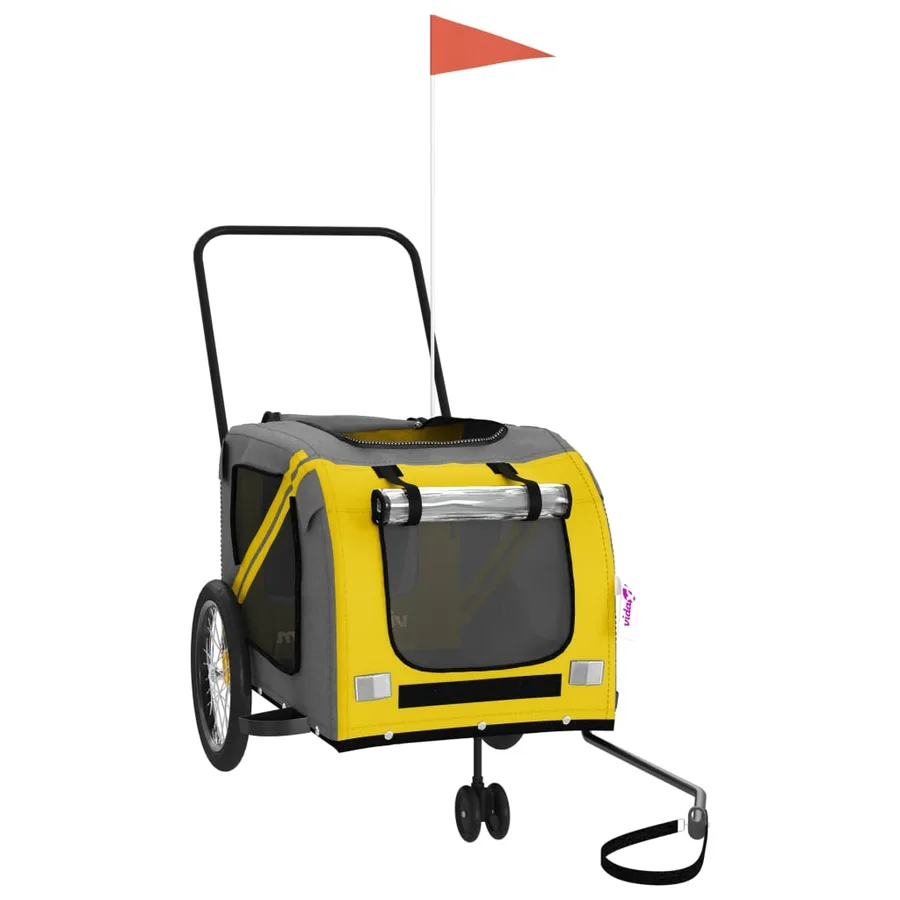 Remorque de vélo pour animaux de compagnie jaune et gris - 3