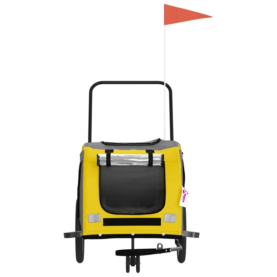 Remorque de vélo pour animaux de compagnie jaune et gris - 4