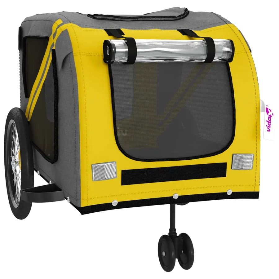 Remorque de vélo pour animaux de compagnie jaune et gris - 5