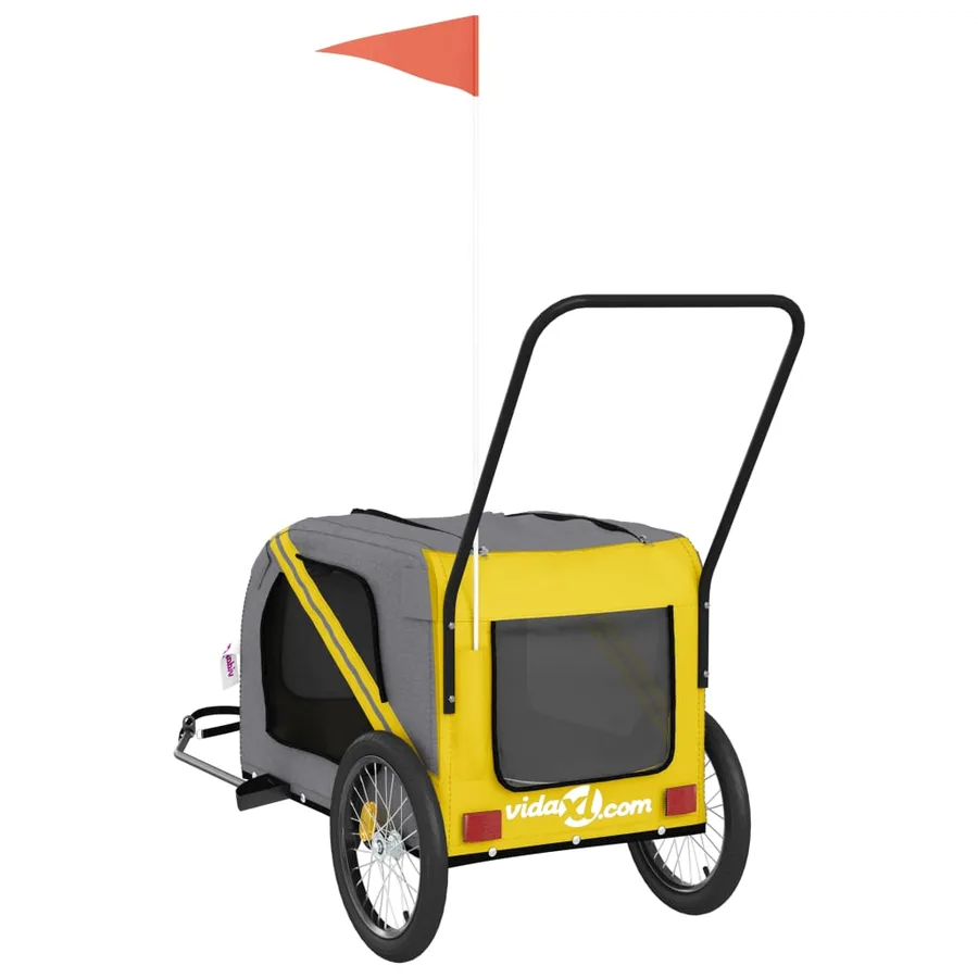Remorque de vélo pour animaux de compagnie jaune et gris - 8