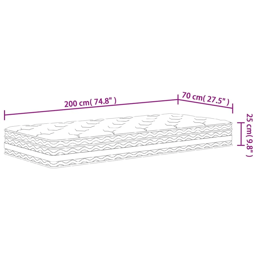 Matelas à ressorts ensachés moyen 70x200 cm - 9