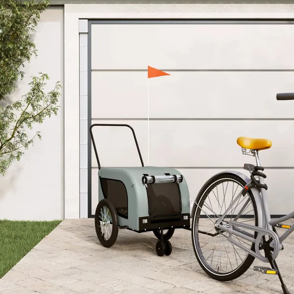 Remorque de vélo pour animaux de compagnie gris et noir