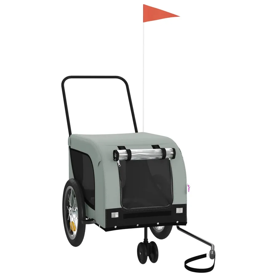 Remorque de vélo pour animaux de compagnie gris et noir - 2