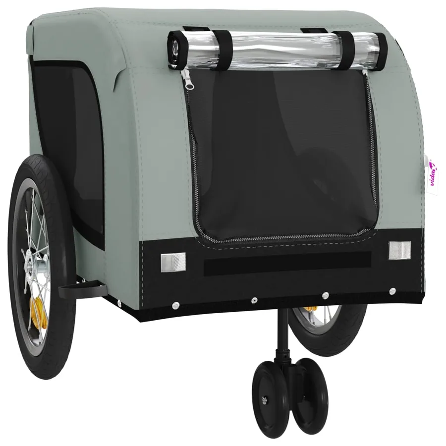 Remorque de vélo pour animaux de compagnie gris et noir - 4