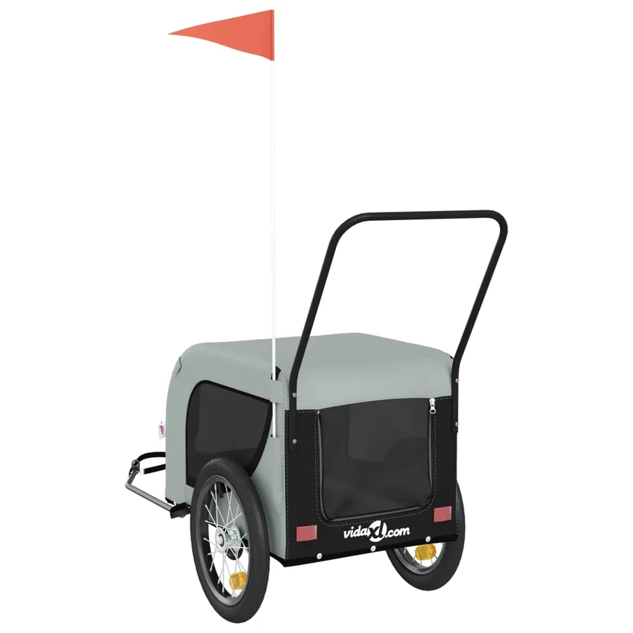 Remorque de vélo pour animaux de compagnie gris et noir - 7