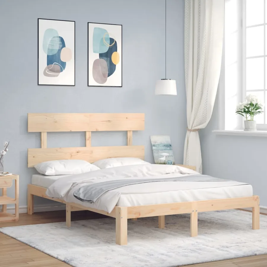 Cadre de lit sans matelas bois de pin massif