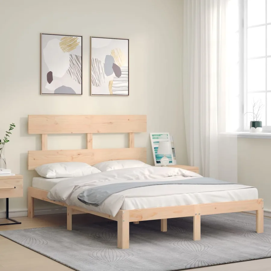 Cadre de lit sans matelas bois de pin massif - 3