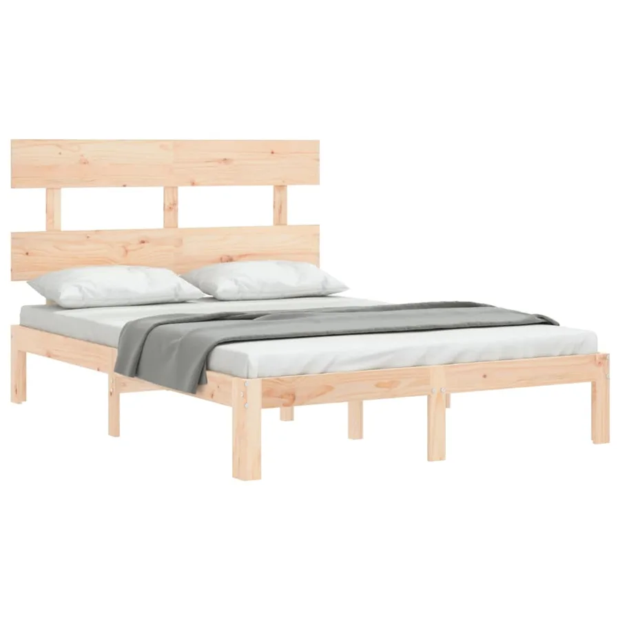 Cadre de lit sans matelas bois de pin massif - 4