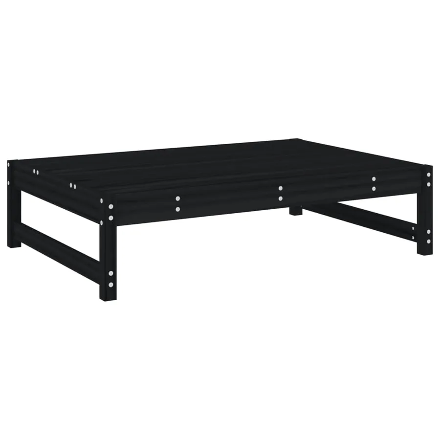 Repose-pied de jardin 120x80 cm noir bois de pin massif - 5