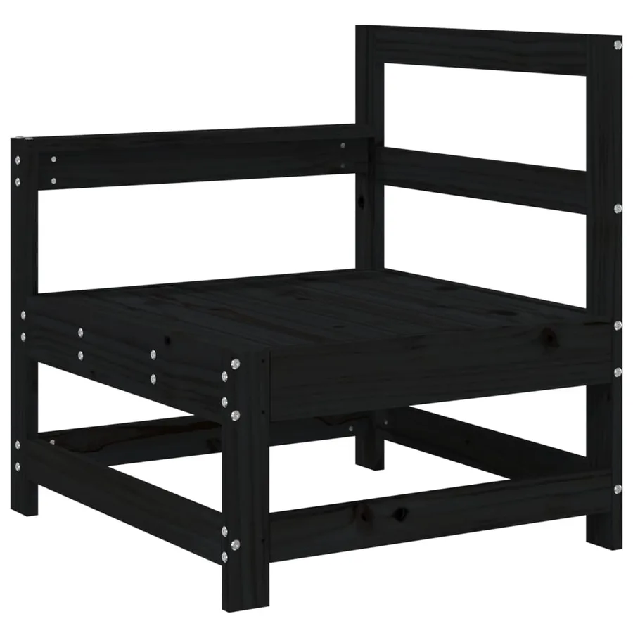 Salon de jardin 3 pcs noir bois massif de pin - 3