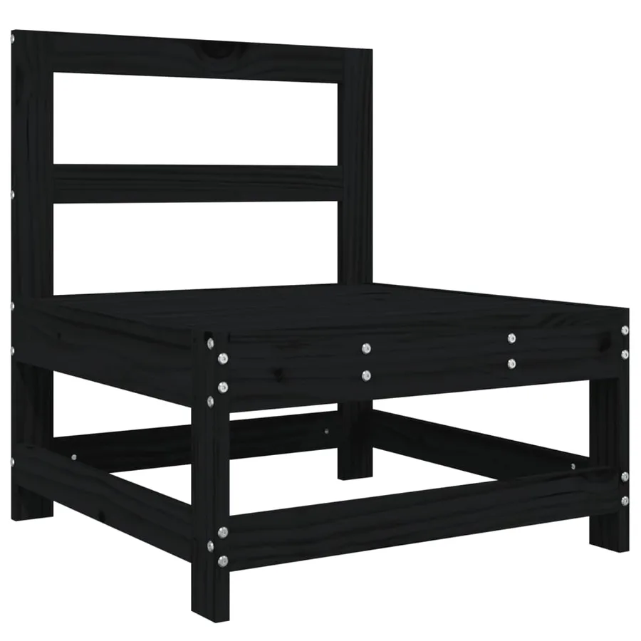 Salon de jardin 3 pcs noir bois massif de pin - 4