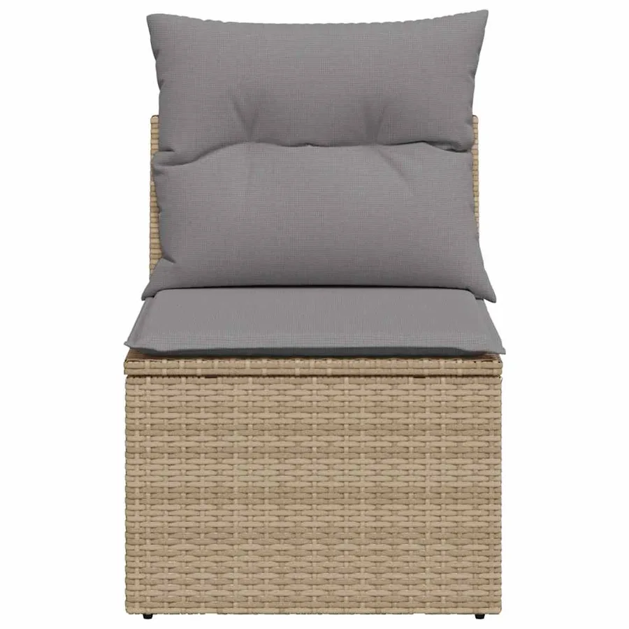 Canapé de jardin sans accoudoirs coussins beige résine tressée - 4