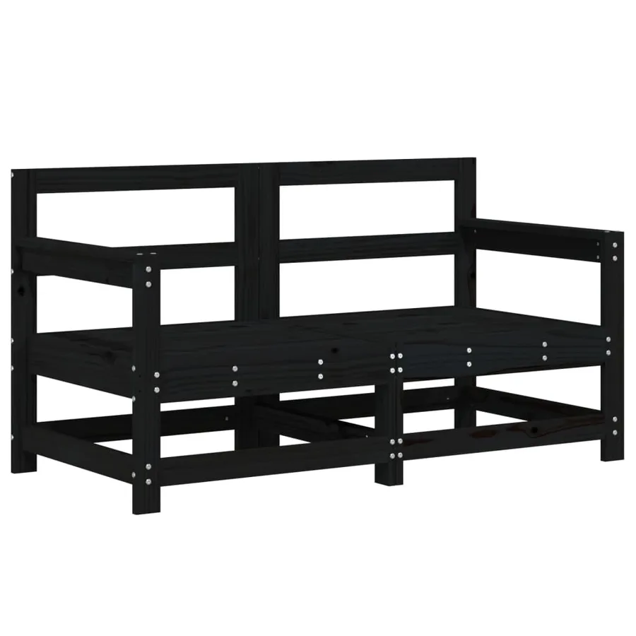 Canapés d'angle de jardin 2 pcs noir bois de pin massif - 2
