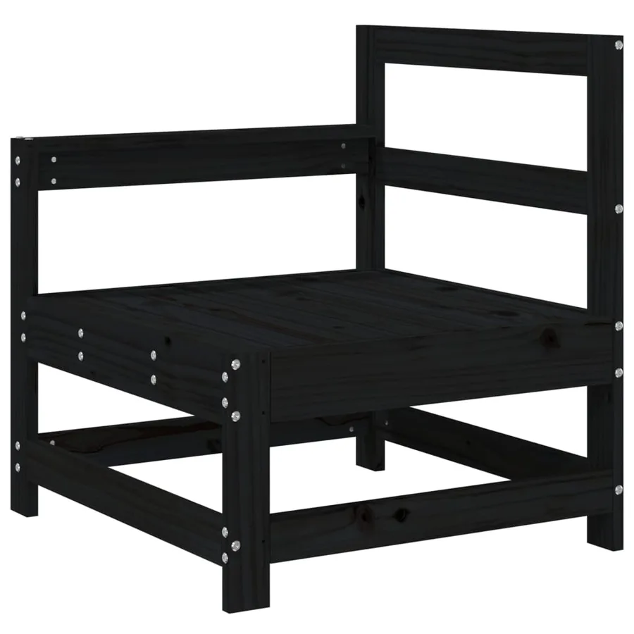 Canapés d'angle de jardin 2 pcs noir bois de pin massif - 3