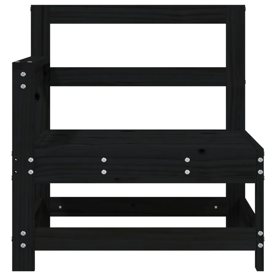 Canapés d'angle de jardin 2 pcs noir bois de pin massif - 4