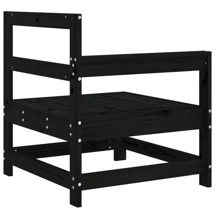 Canapés d'angle de jardin 2 pcs noir bois de pin massif - 5