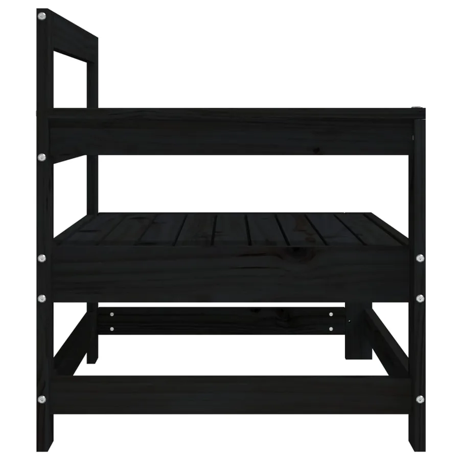 Canapés d'angle de jardin 2 pcs noir bois de pin massif - 6