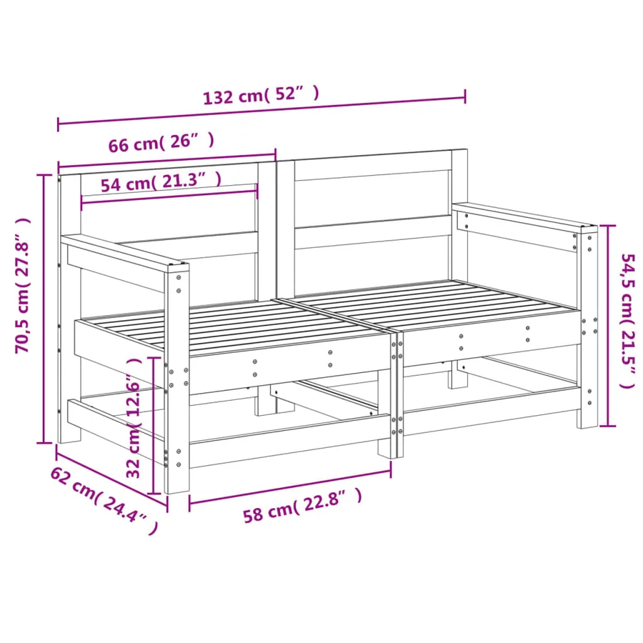 Canapés d'angle de jardin 2 pcs bois de pin massif - 8