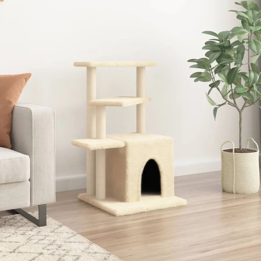 Arbre à chat avec griffoirs en sisal crème 83,5 cm - 3
