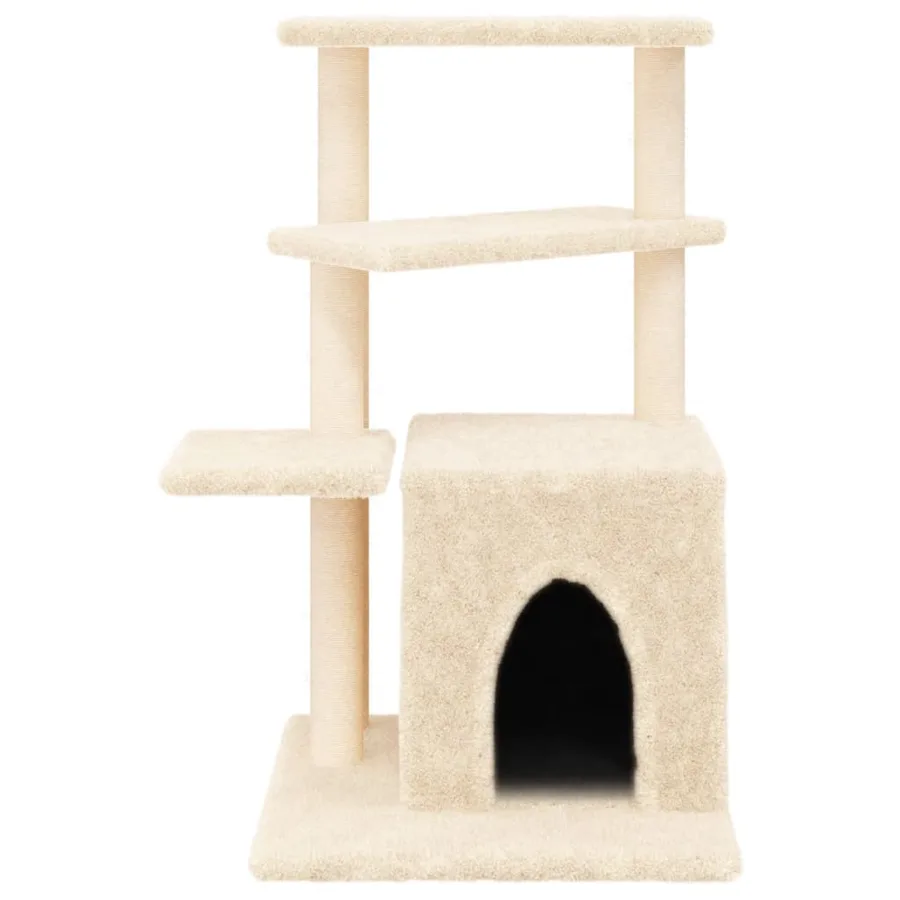 Arbre à chat avec griffoirs en sisal crème 83,5 cm - 4