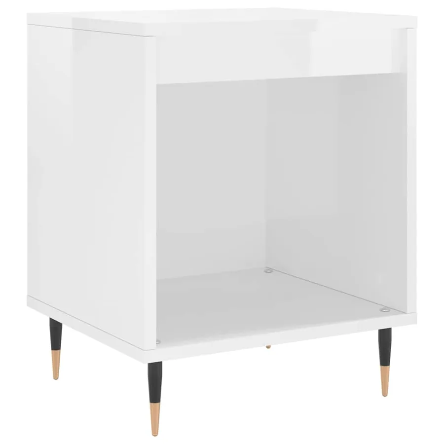 Tables de chevet 2 pcs blanc brillant 40x35x50 cm - 4