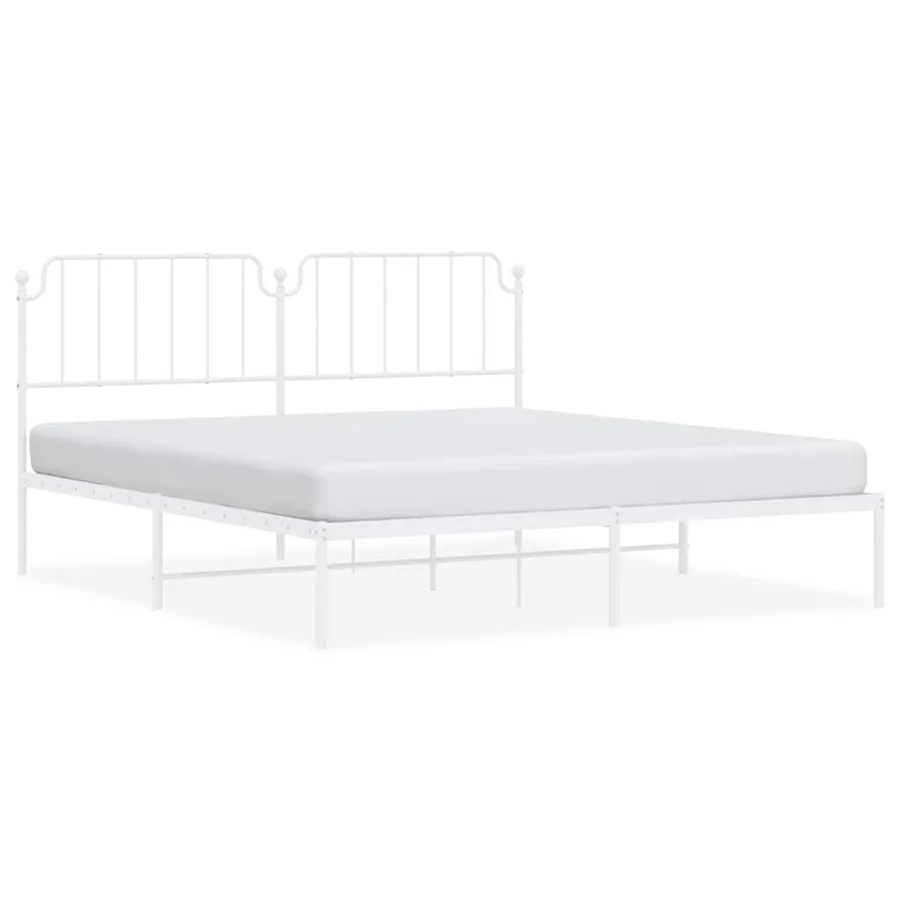 Cadre de lit métal sans matelas et tête de lit blanc 183x213 cm - 2