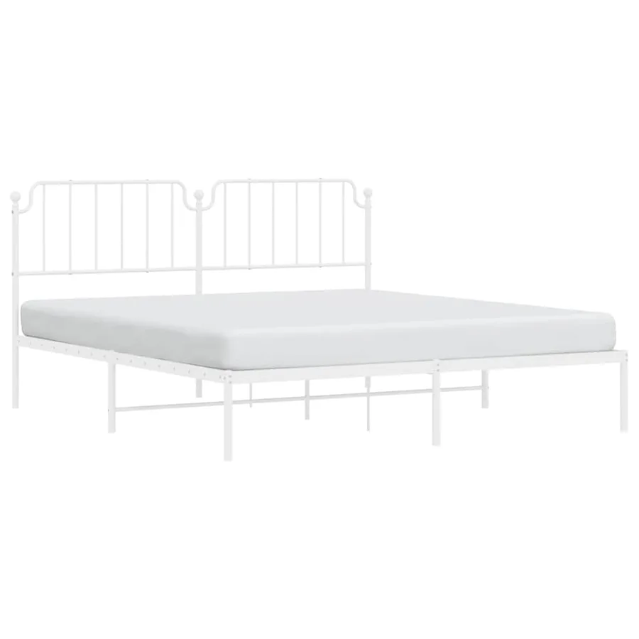 Cadre de lit métal sans matelas et tête de lit blanc 183x213 cm - 4