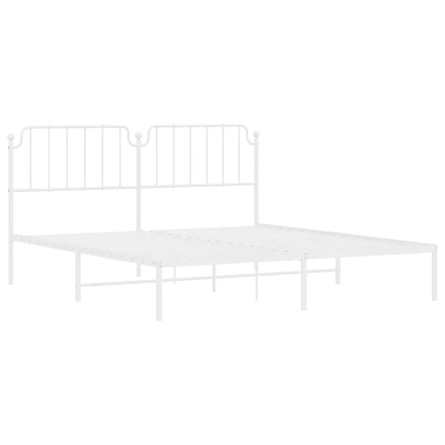 Cadre de lit métal sans matelas et tête de lit blanc 183x213 cm - 5