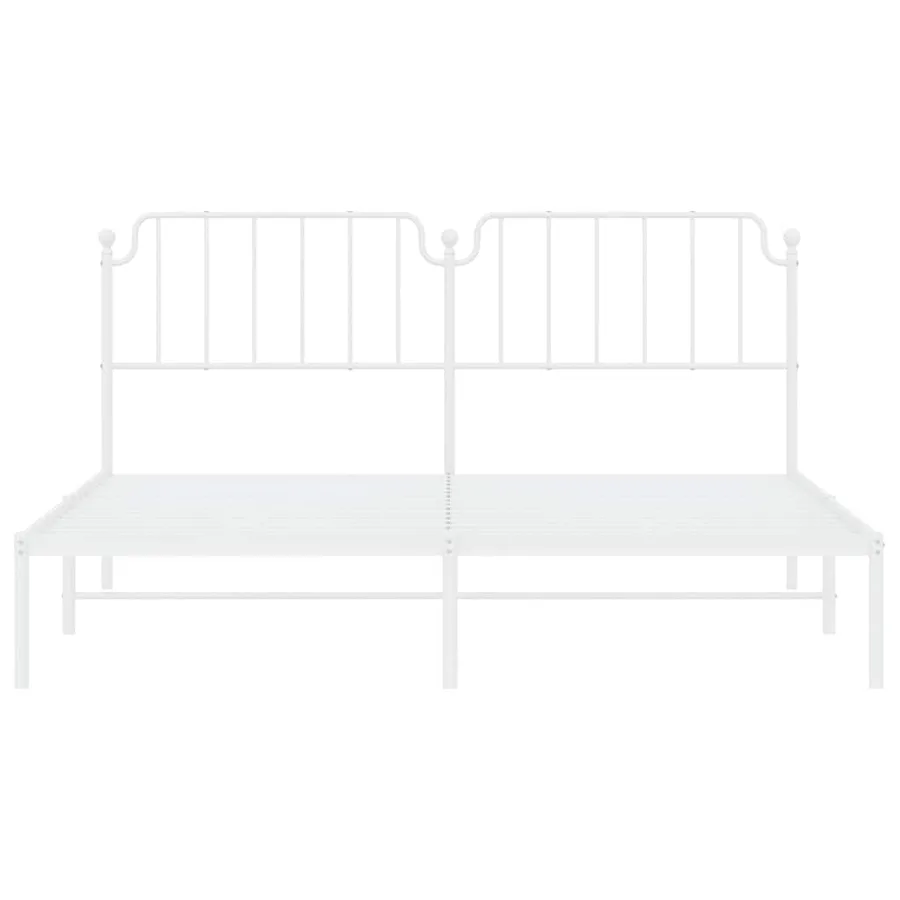 Cadre de lit métal sans matelas et tête de lit blanc 183x213 cm - 6