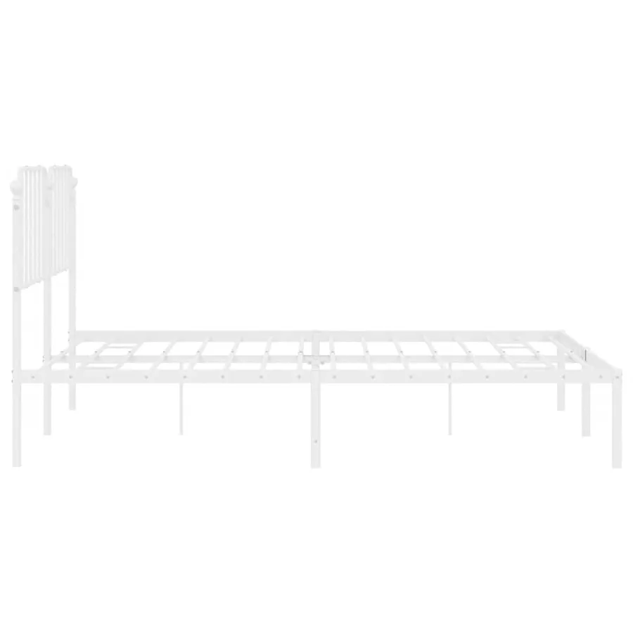 Cadre de lit métal sans matelas et tête de lit blanc 183x213 cm - 7