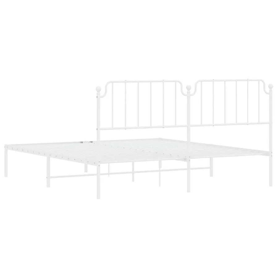 Cadre de lit métal sans matelas et tête de lit blanc 183x213 cm - 8