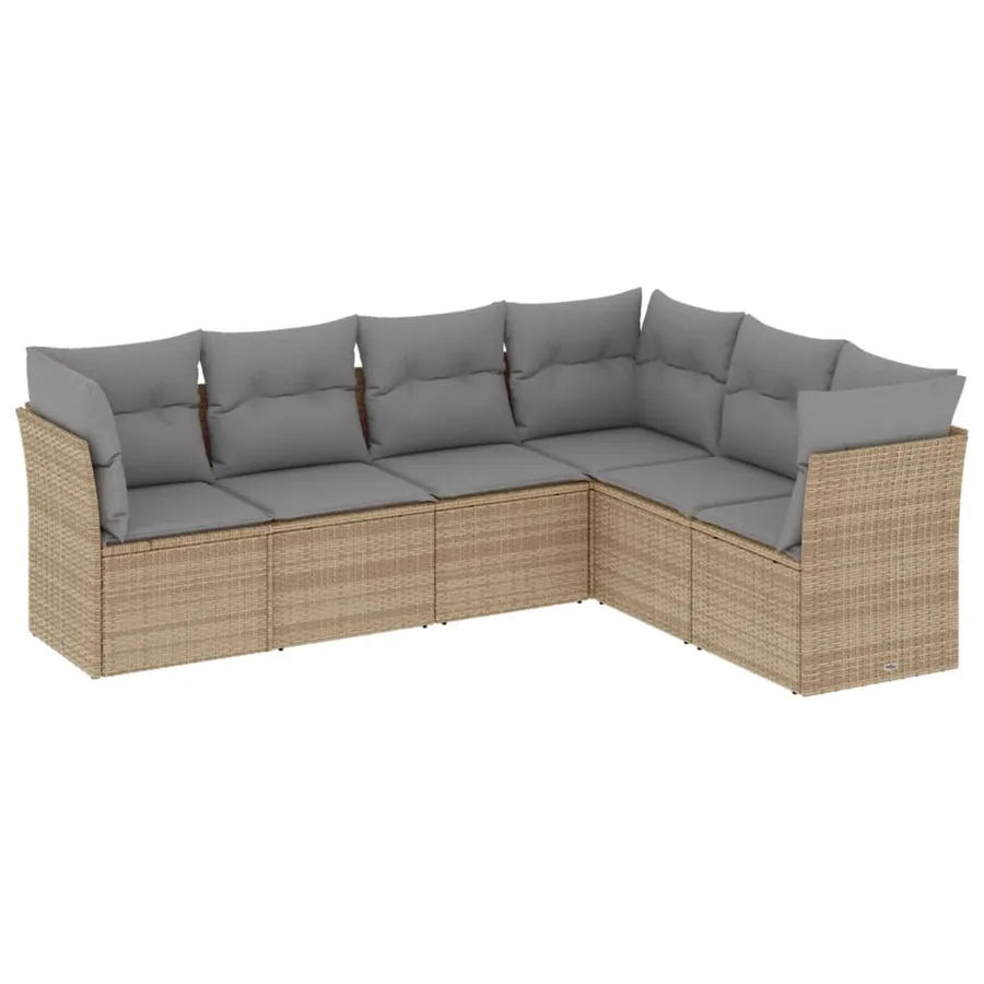 Salon de jardin avec coussins 6 pcs beige résine tressée - 2
