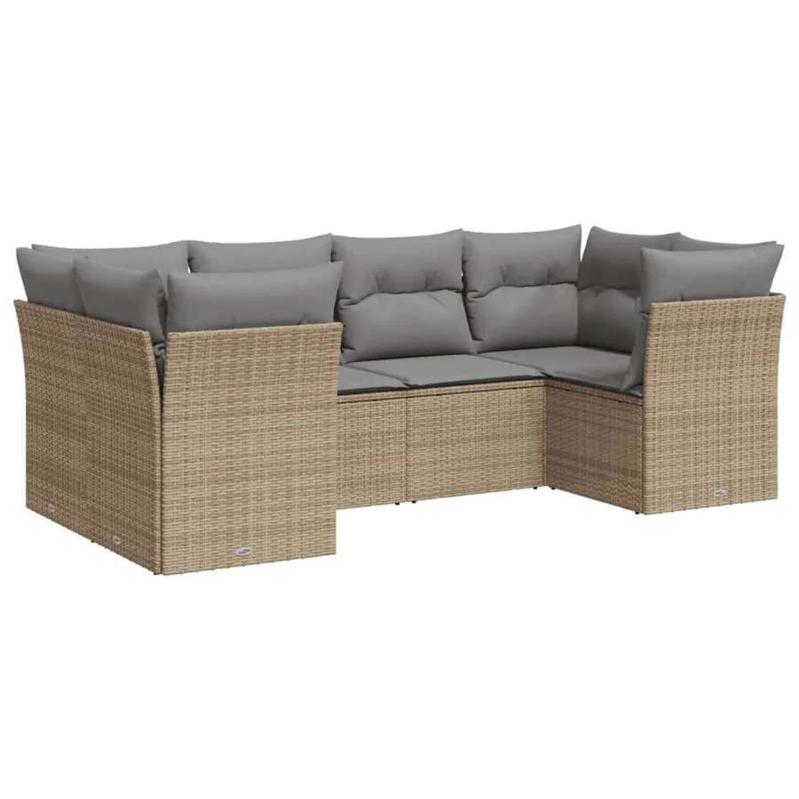 Salon de jardin avec coussins 6 pcs beige résine tressée - 2
