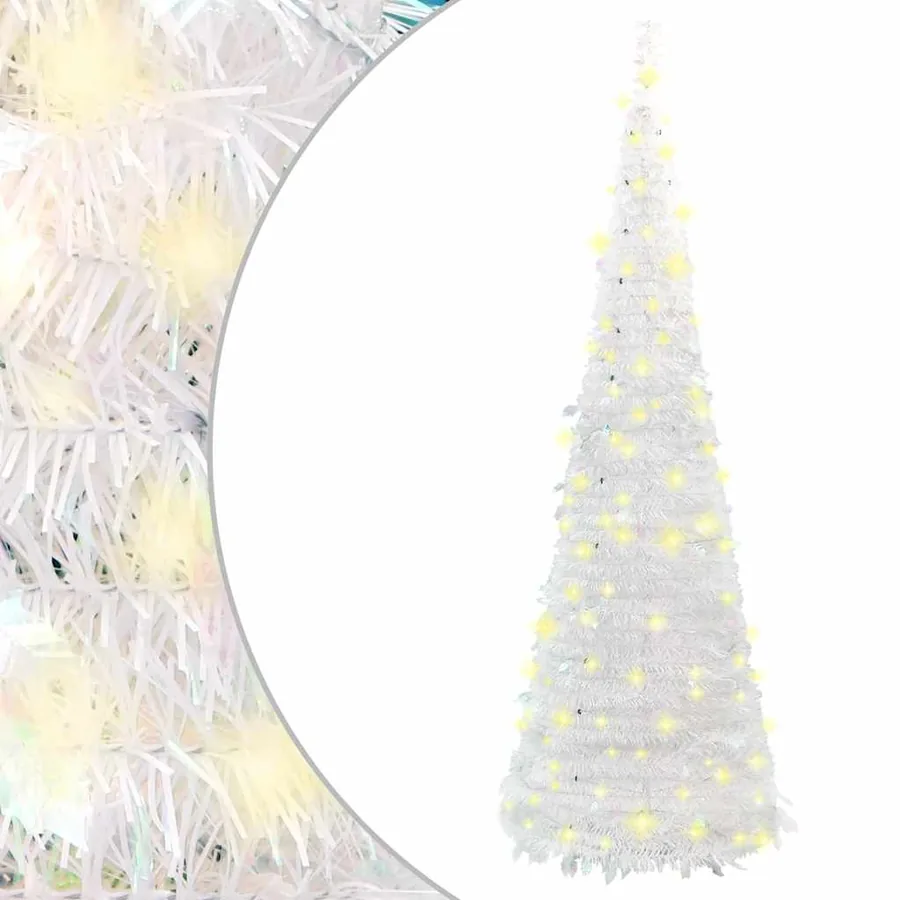Sapin de Noël artificiel escamotable 50 LED blanc 120 cm