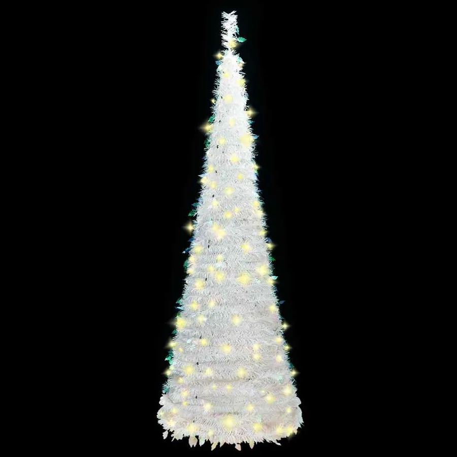 Sapin de Noël artificiel escamotable 50 LED blanc 120 cm - 2